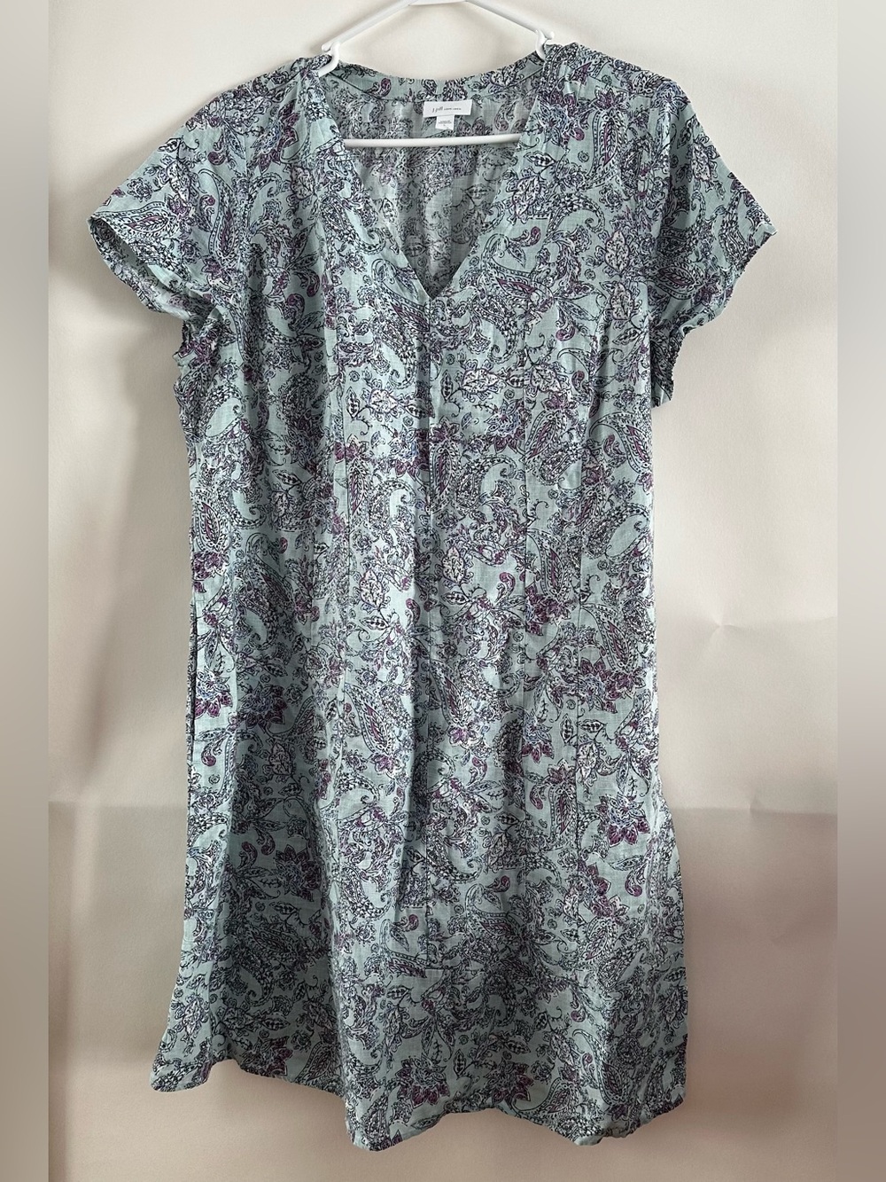 J.Jill Love Linen Paisley Shift Dress — Sage & Plum, Size L, beach, summer